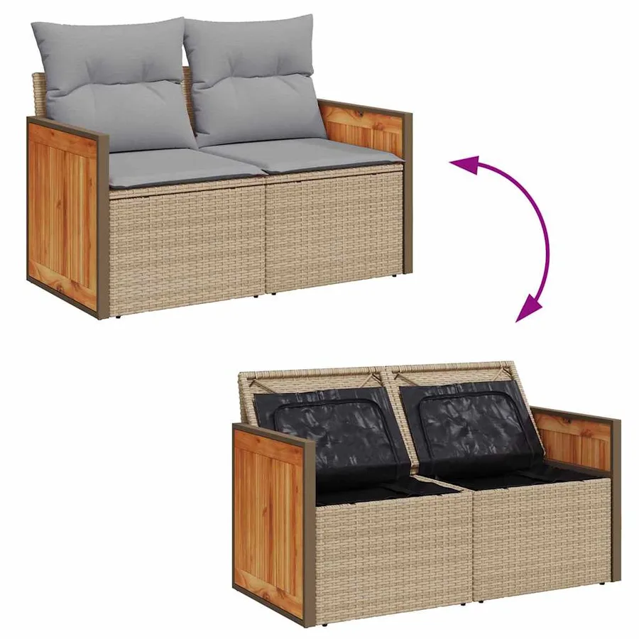 Ensemble de canapé de jardin 9 pcs Beige et Gris clair - 12