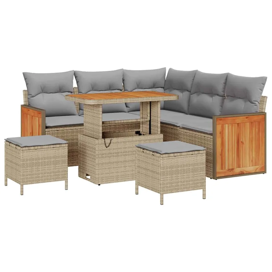 Ensemble de canapé de jardin 9 pcs Beige et Gris clair - 2