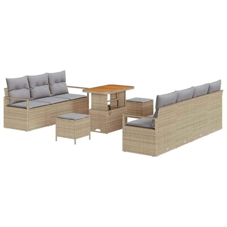 Ensemble de canapé de jardin 10 pcs Beige polyrotin - 2