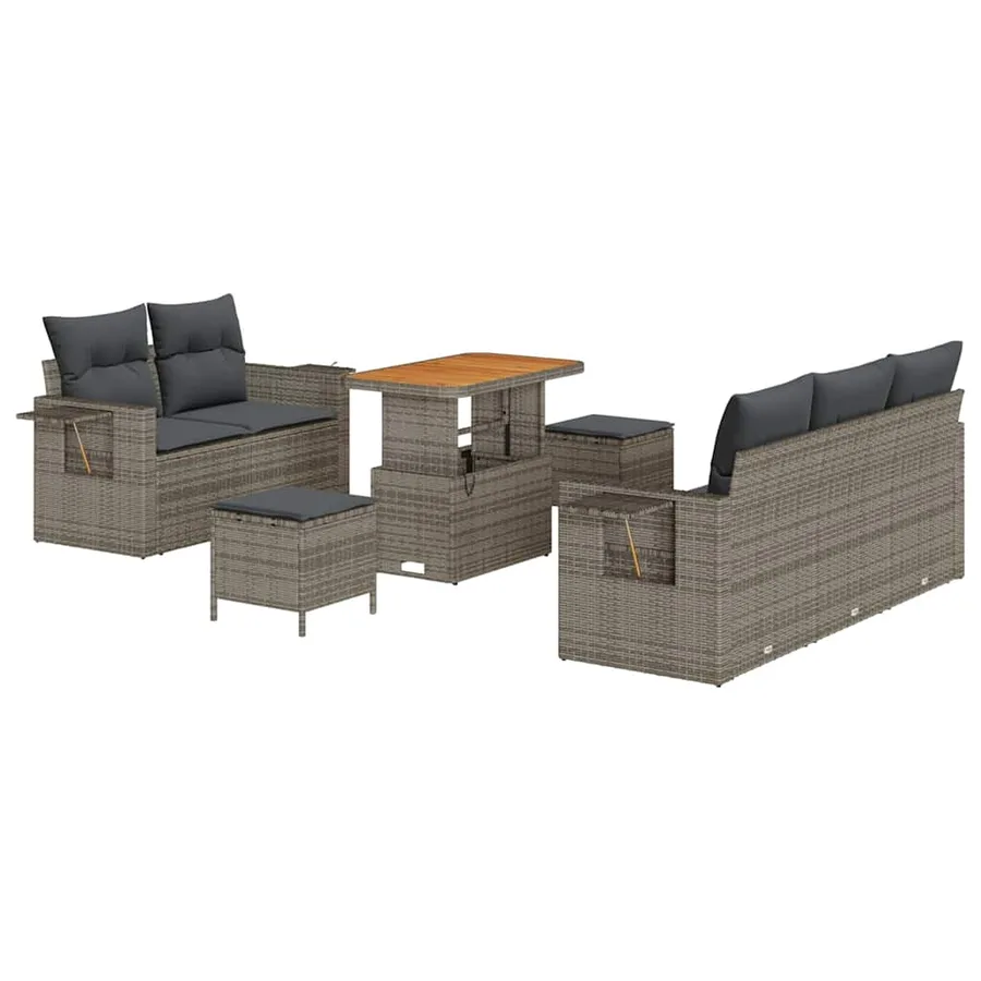 Ensemble de canapé de jardin avec coussin 10 pcs Gris polyrotin - 2