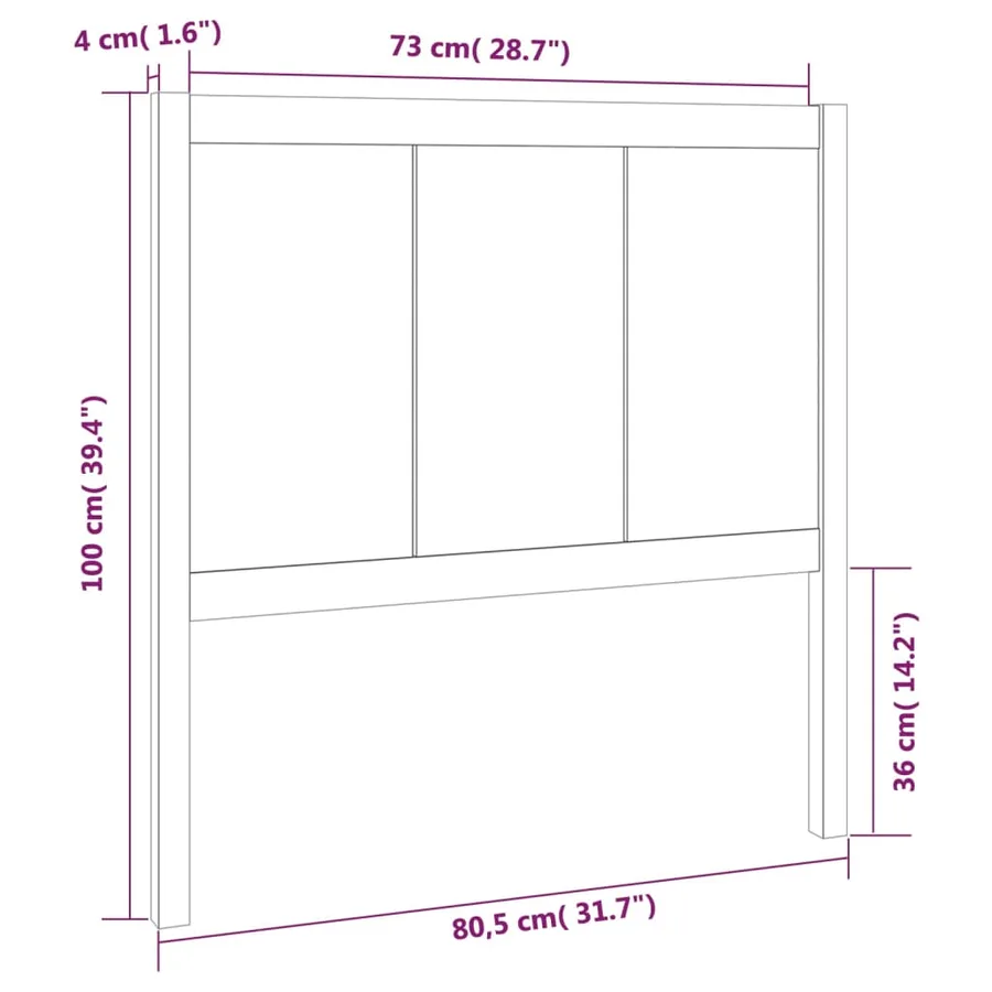 Tête de lit Gris 80,5x4x100 cm Bois massif de pin - 6