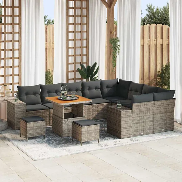 Ensemble de canapé de jardin avec coussin 12 pcs Gris