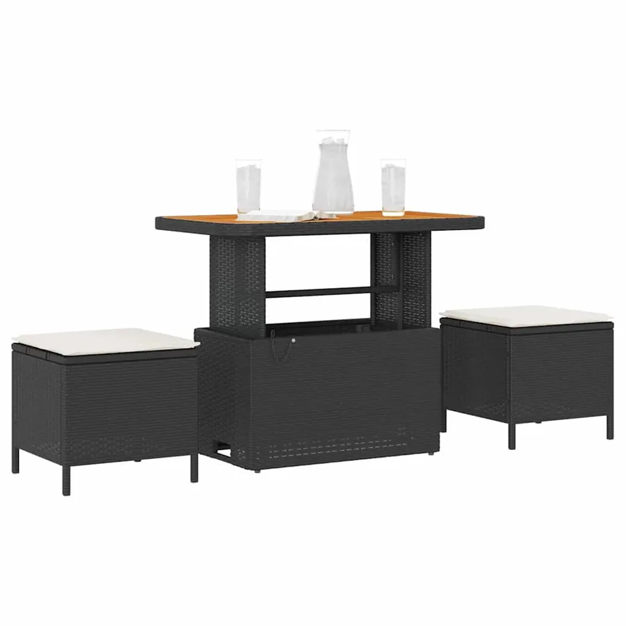 Ensemble de salle à manger pour jardin Noir polyrotin - 3