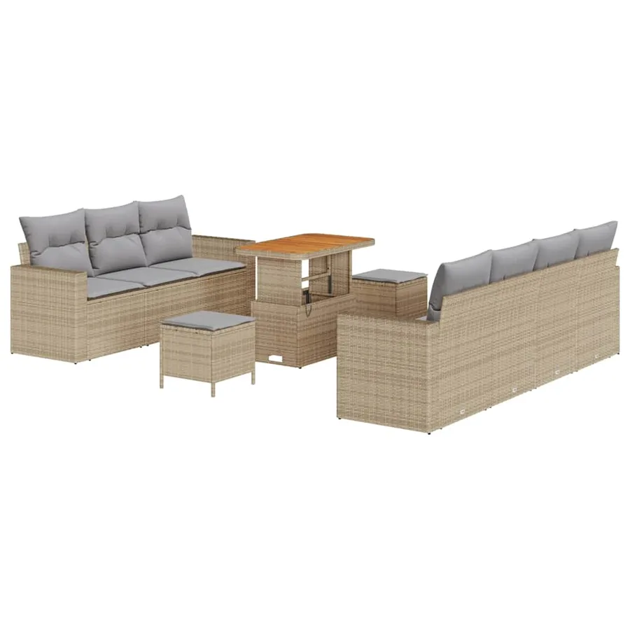 Ensemble de canapé de jardin 10 pcs Beige polyrotin - 2