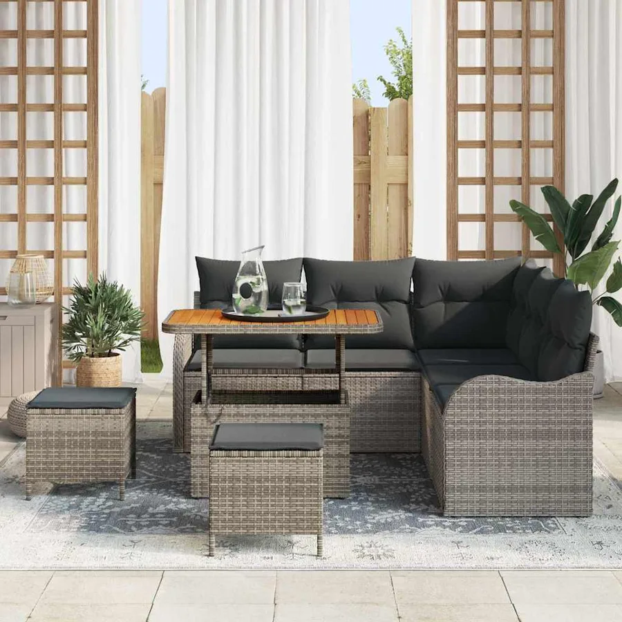 Ensemble de canapé de jardin avec coussin 8 pcs Gris - 3