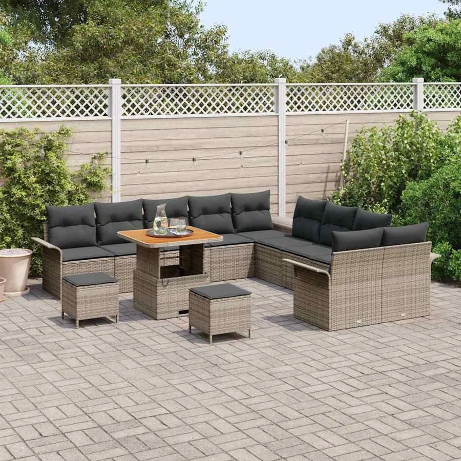 Ensemble de canapé de jardin avec coussin 13 pcs Gris - 3