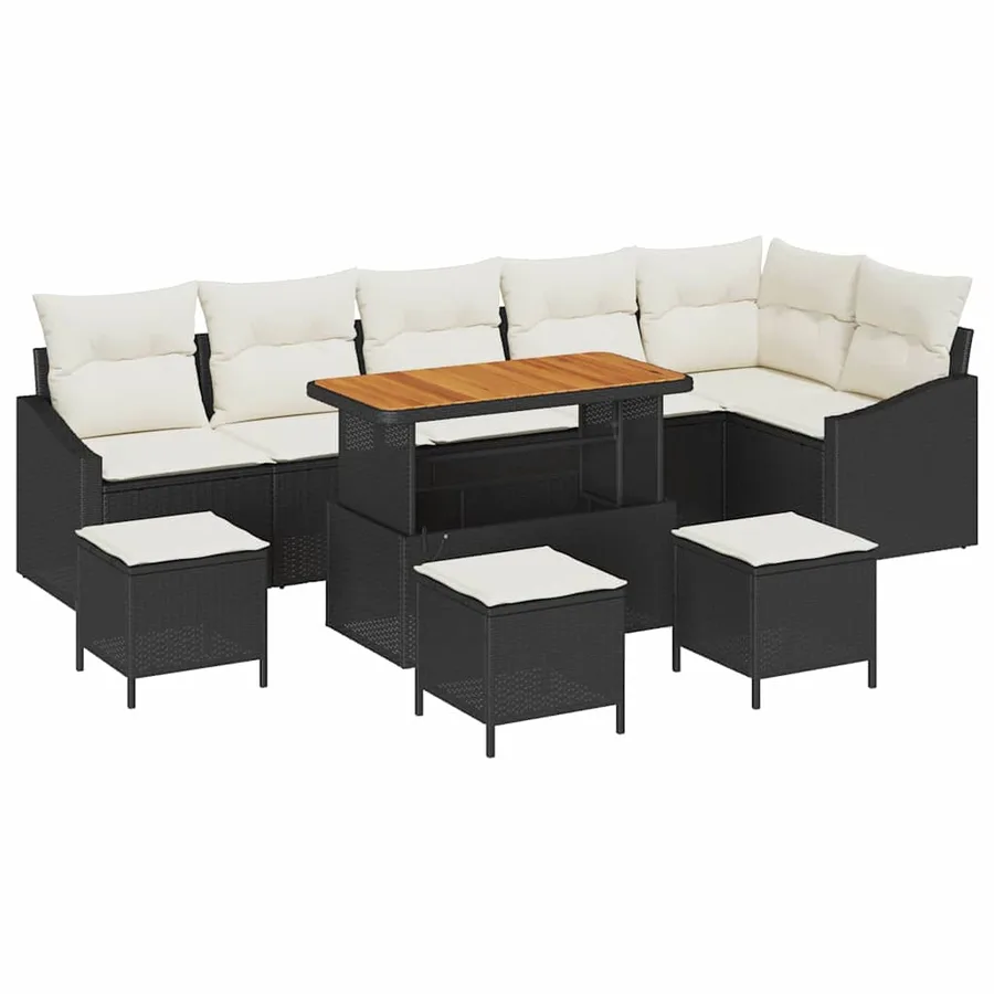 Ensemble de canapé de jardin 10 pcs Noir Poly rotin - 2