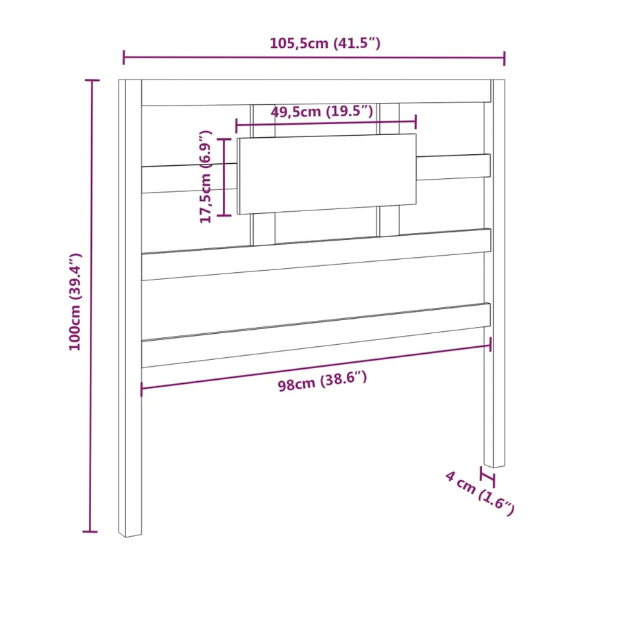 Tête de lit Gris 105,5x4x100 cm Bois massif de pin - 6