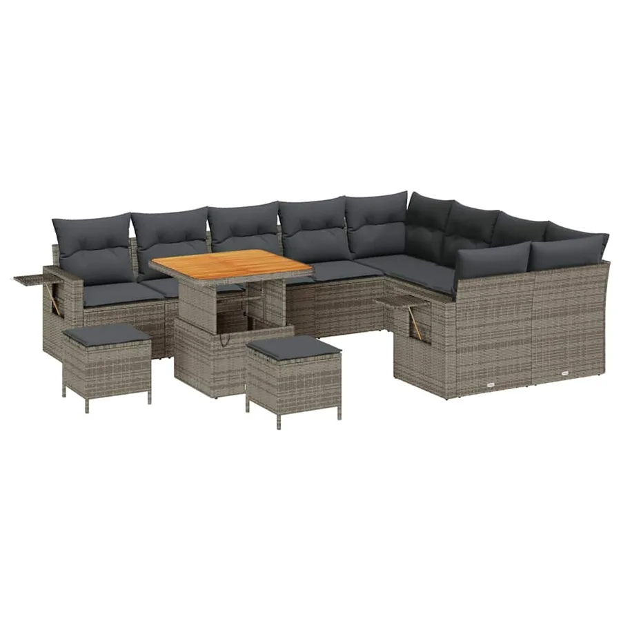 Ensemble de canapé de jardin 12 pcs Gris polyrotin - 2