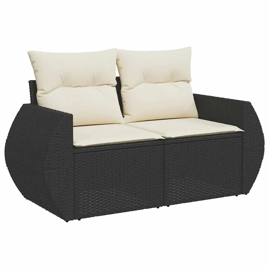 Ensemble de canapé de jardin 14 pcs Noir polyrotin - 6