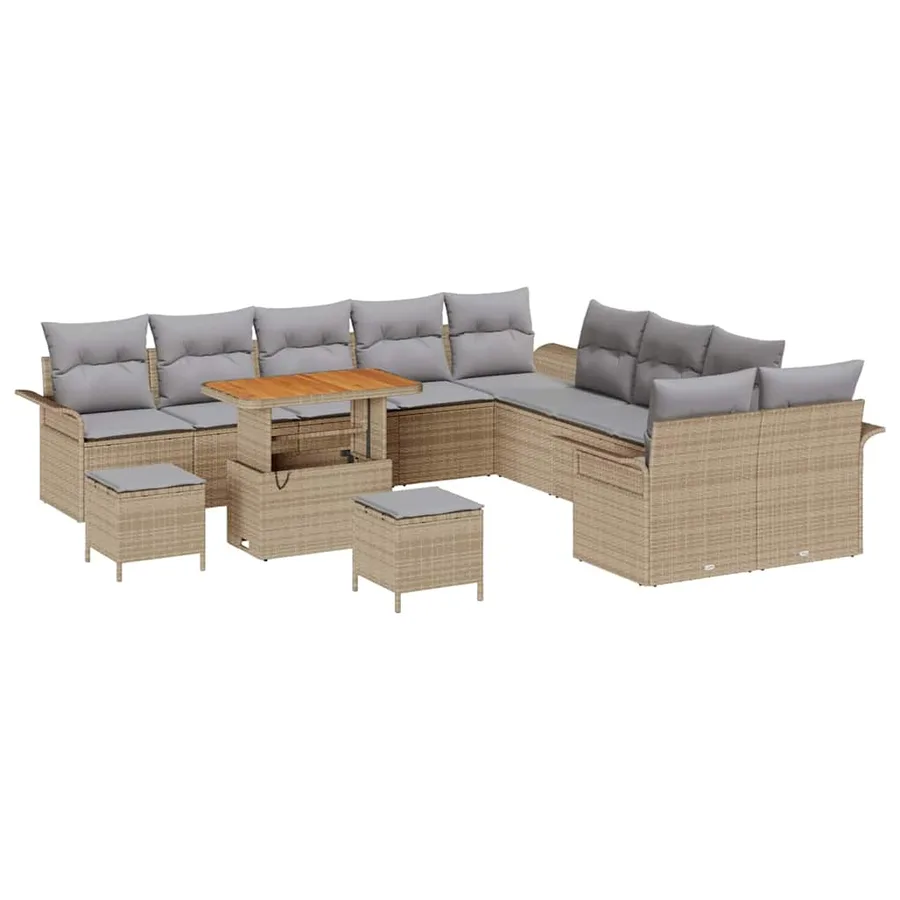 Ensemble de canapé de jardin 13 pcs Beige polyrotin - 2