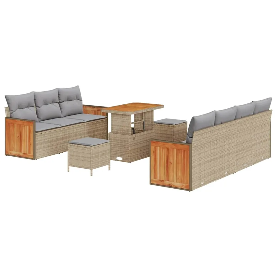Ensemble de canapé de jardin 13 pcs Beige et Gris clair - 2
