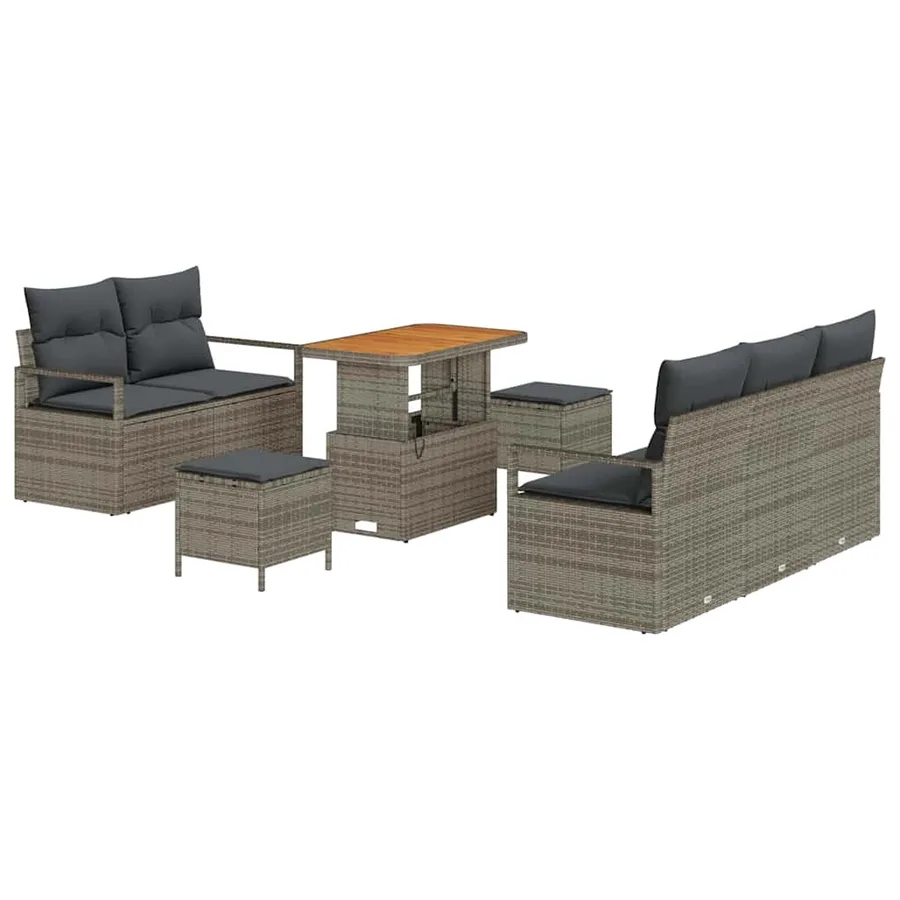 Ensemble de canapé de jardin avec coussin 8 pcs Gris polyrotin - 2