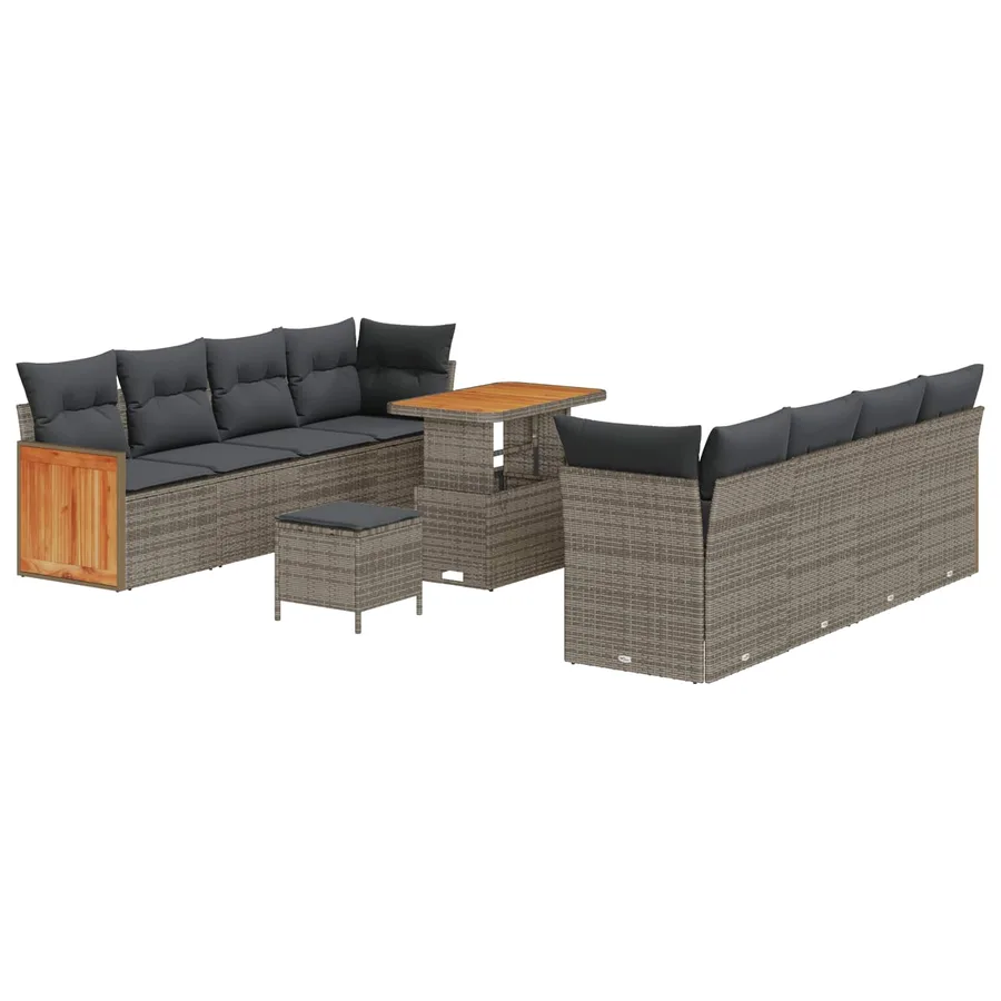 Ensemble de canapé de jardin avec coussin 11 pcs Gris - 2