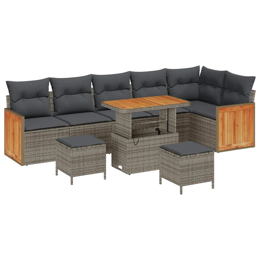 Ensemble de canapé de jardin avec coussin 9 pcs Gris - 2