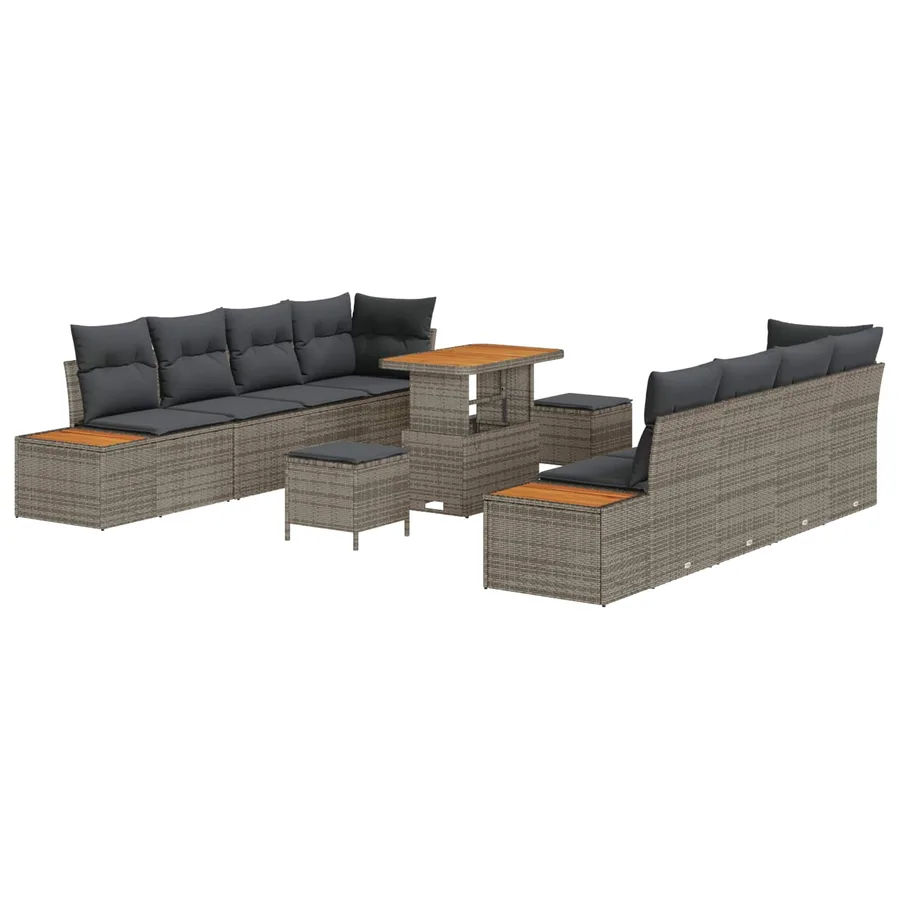 Ensemble de canapé de jardin avec coussin 11 pcs Gris - 2