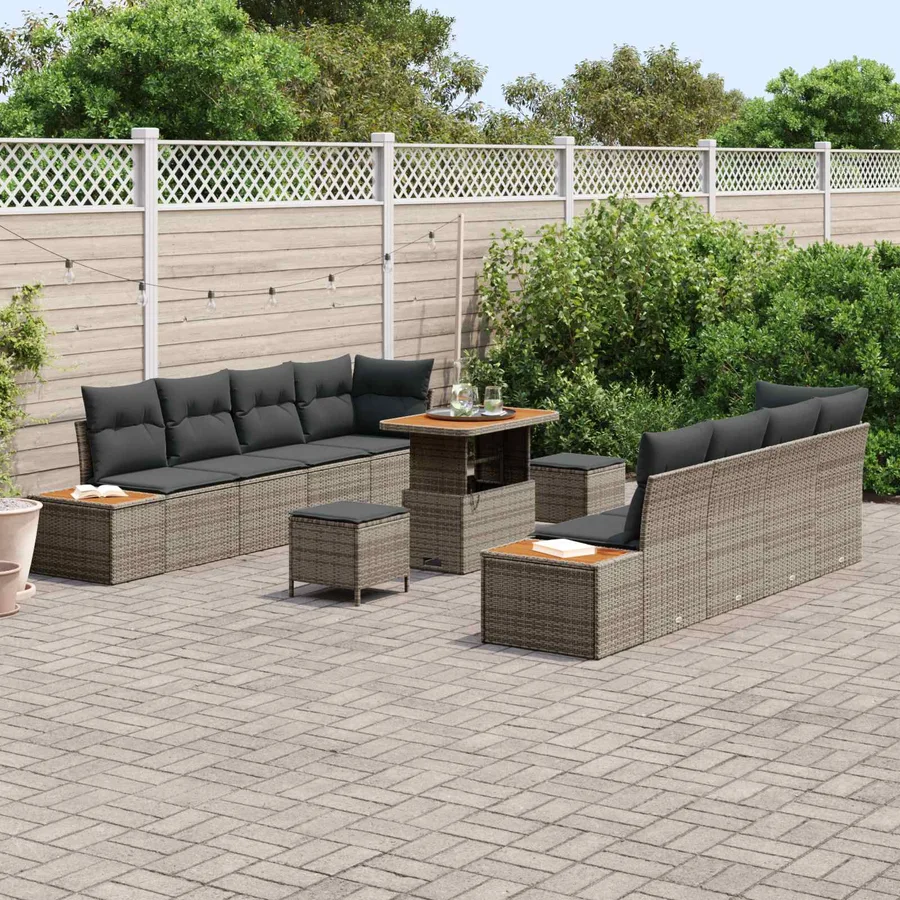 Ensemble de canapé de jardin avec coussin 11 pcs Gris - 3