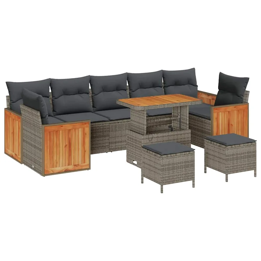 Ensemble de canapé de jardin avec coussin 13 pcs Gris polyrotin - 2