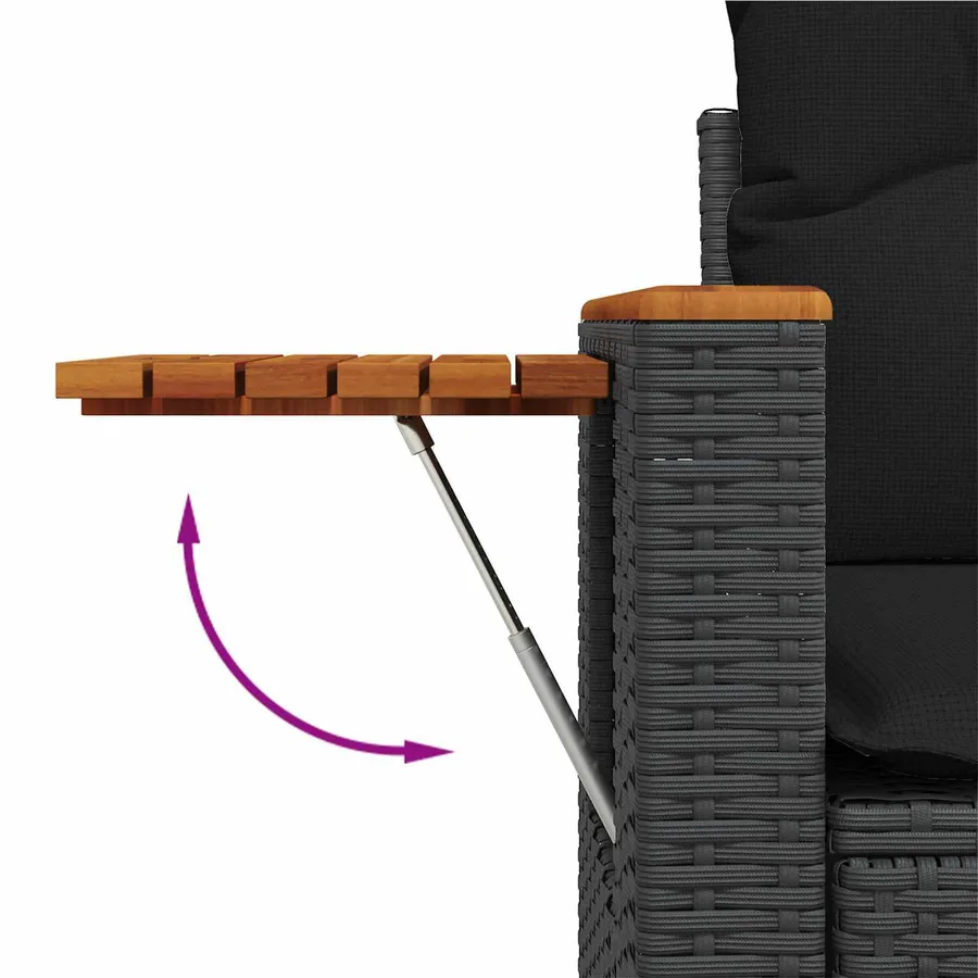 Ensemble de canapé de jardin 9 pcs Noir polyrotin - 10