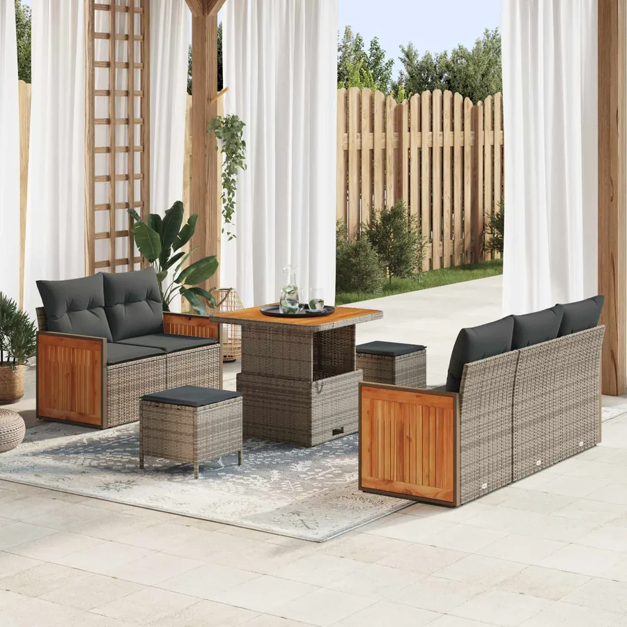 Ensemble de canapé de jardin avec coussin 8 pcs Gris