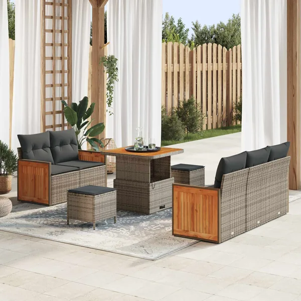 Ensemble de canapé de jardin avec coussin 8 pcs Gris