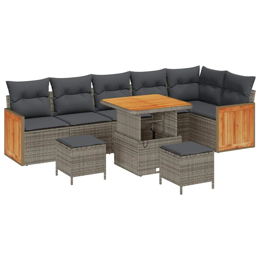 Ensemble de canapé de jardin avec coussin 9 pcs Gris - 2
