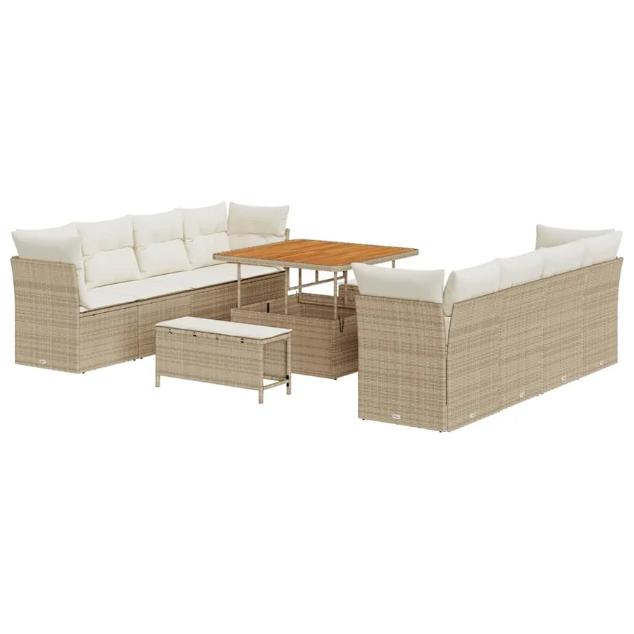 Ensemble de canapé de jardin 11 pcs Beige polyrotin - 2