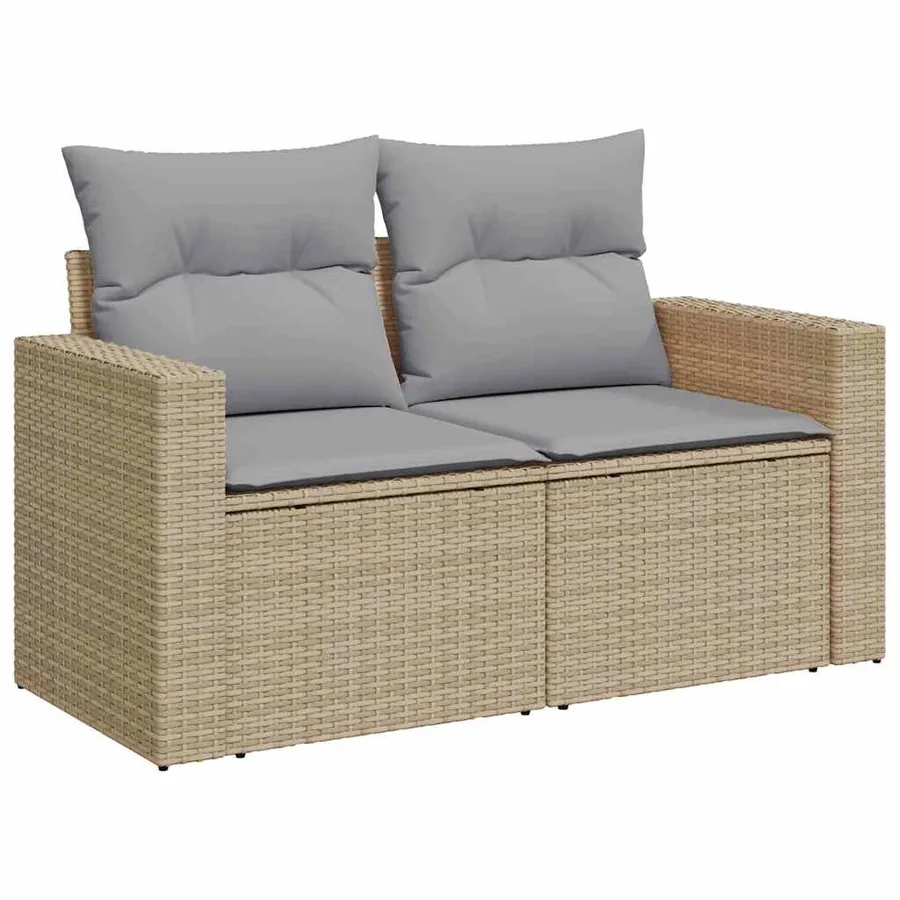 Ensemble de canapé de jardin 8 pcs Beige polyrotin - 4