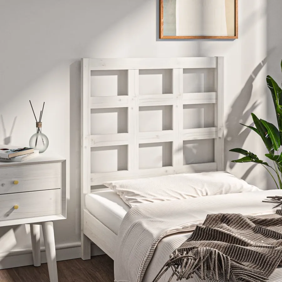 Tête de lit Blanc 80,5x4x100 cm Bois massif de pin - 4
