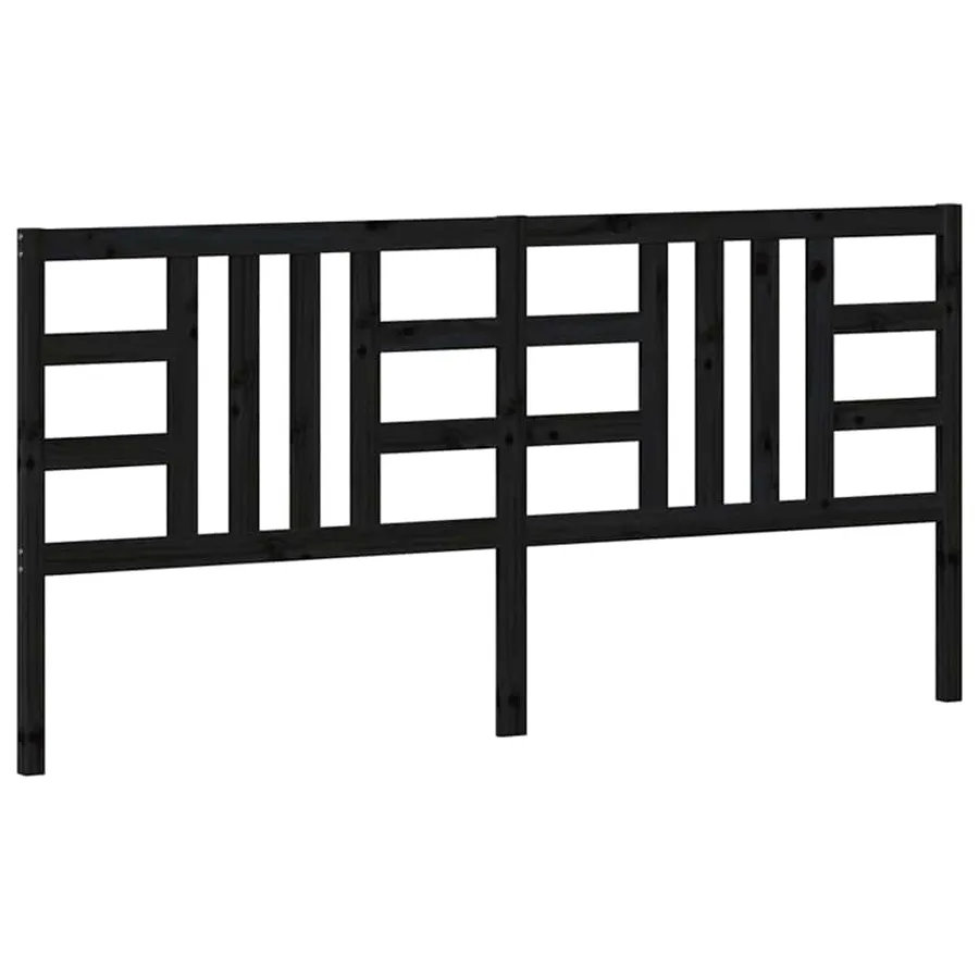 Tête de lit Noir 206x4x100 cm Bois massif de pin - 2