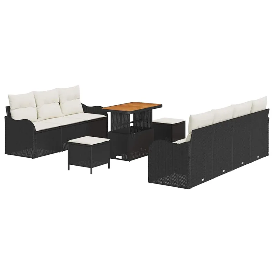 Ensemble de canapé de jardin avec coussin 10 pcs Noir polyrotin - 2