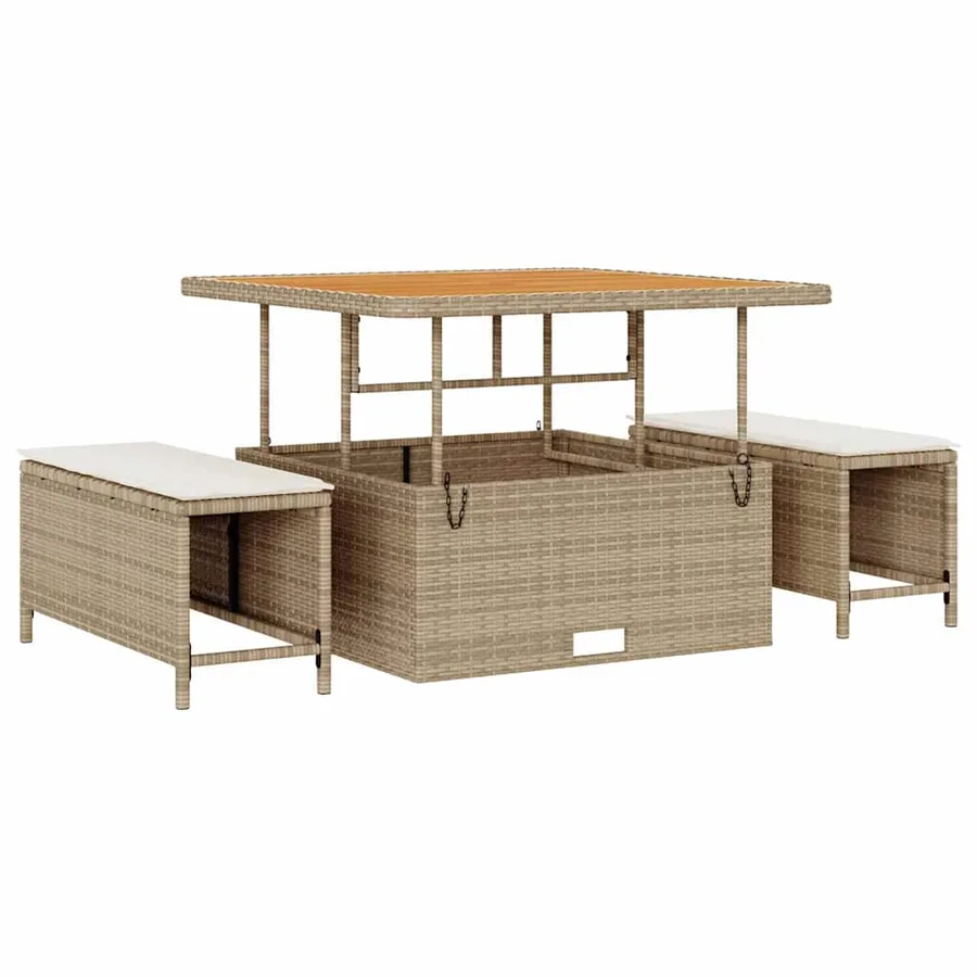 Ensemble de canapé de jardin avec coussin 9 pcs Beige polyrotin - 6