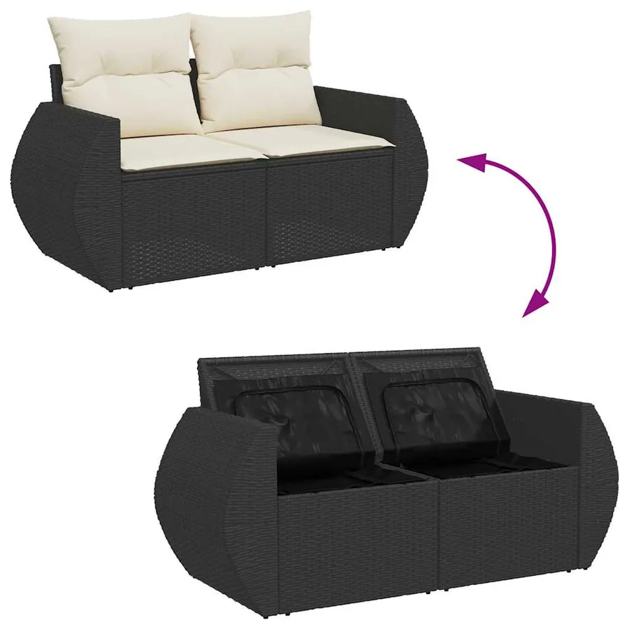 Ensemble de canapé de jardin 11 pcs Noir Poly rotin - 12