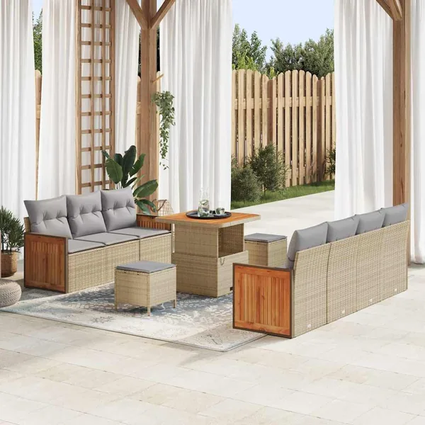 Ensemble de canapé de jardin 13 pcs Beige et Gris clair