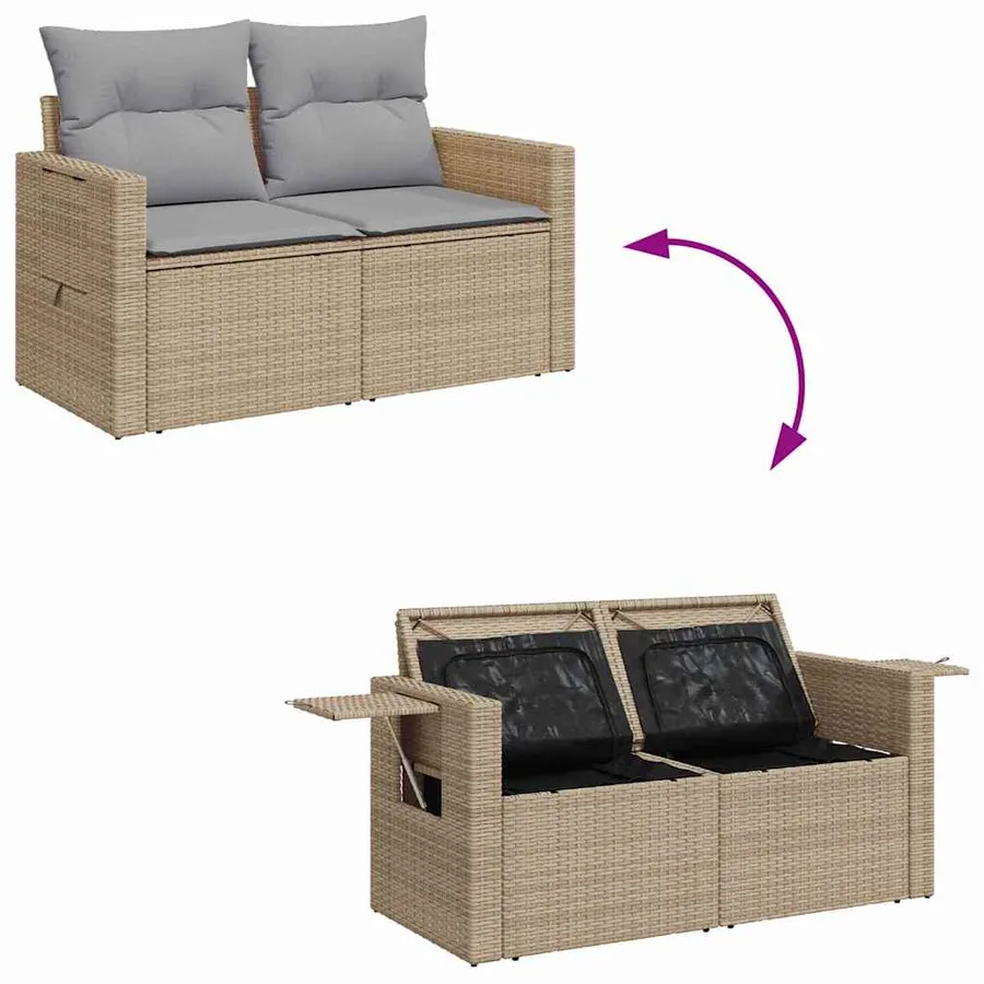 Ensemble de canapé de jardin 13 pcs Beige polyrotin - 11