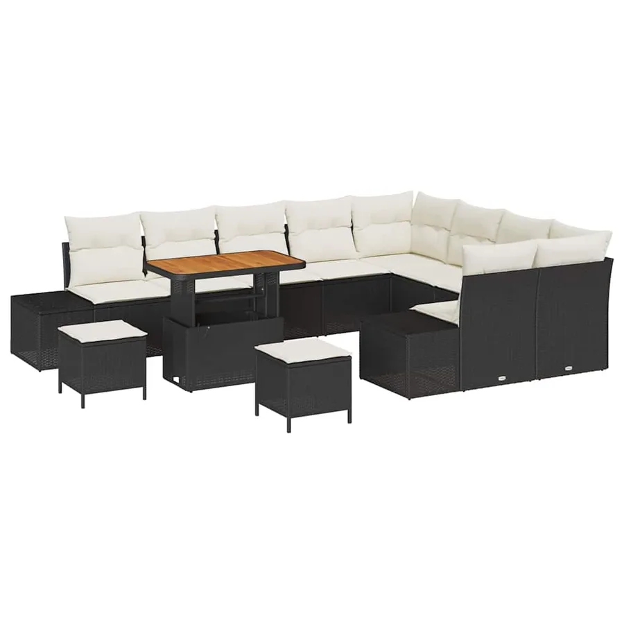 Ensemble de canapé de jardin 12 pcs Noir Poly rotin - 2