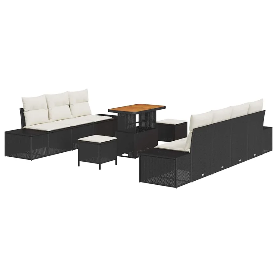 Ensemble de canapé de jardin 10 pcs Noir Poly rotin - 2