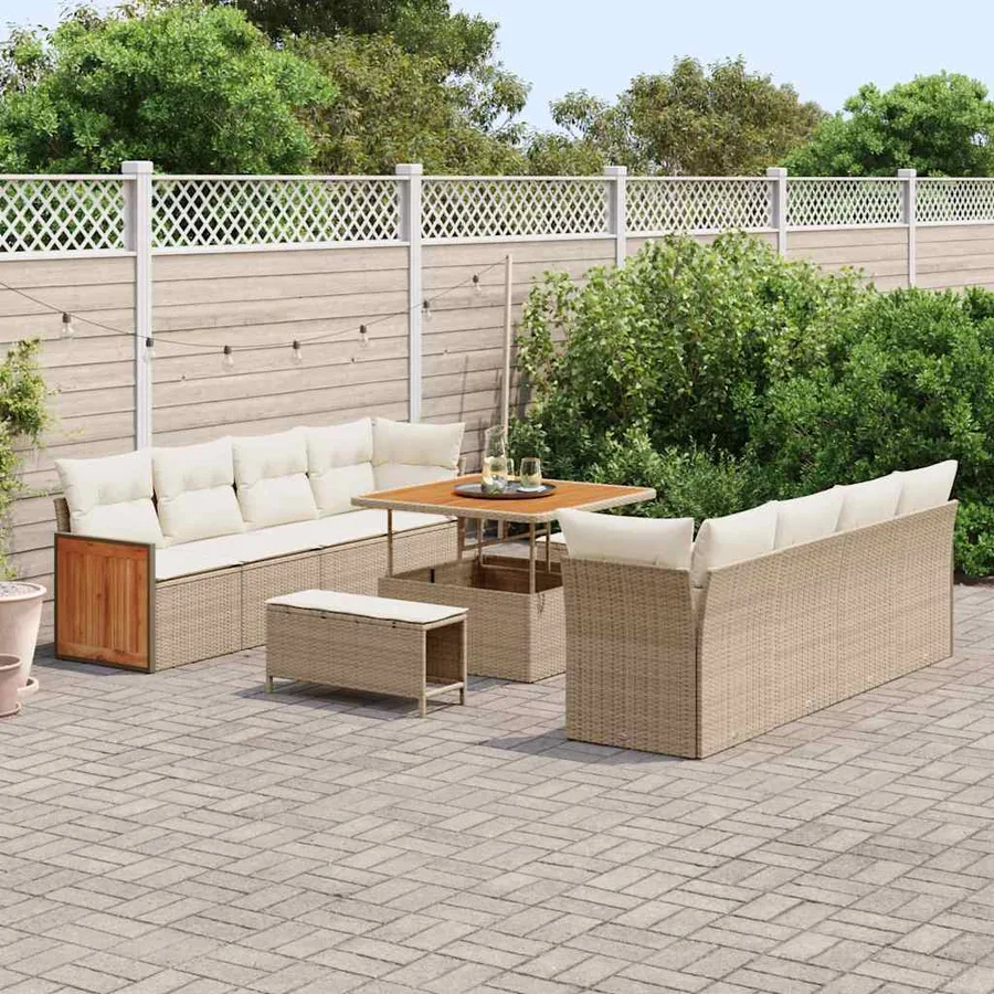 Ensemble de canapé de jardin Beige et crème 231 x 224 x 85 cm - 3