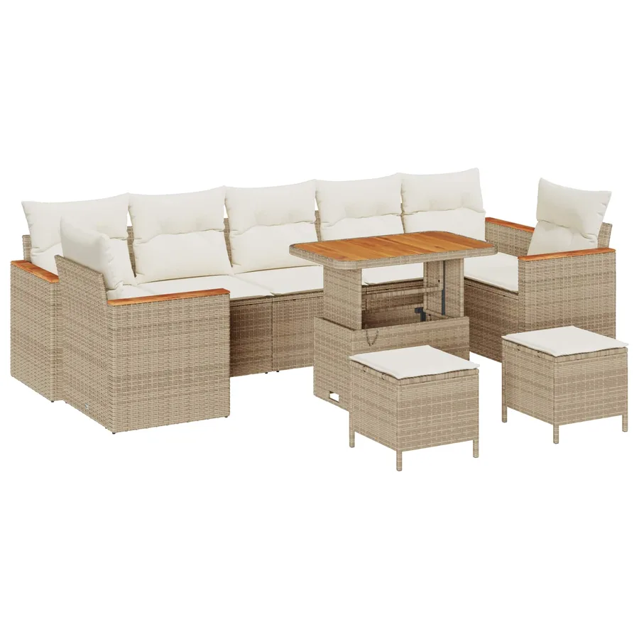 Ensemble de canapé de jardin 10 pcs Beige polyrotin - 2