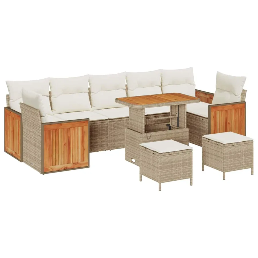 Ensemble de canapé de jardin 13 pcs Beige et crème polyrotin - 2