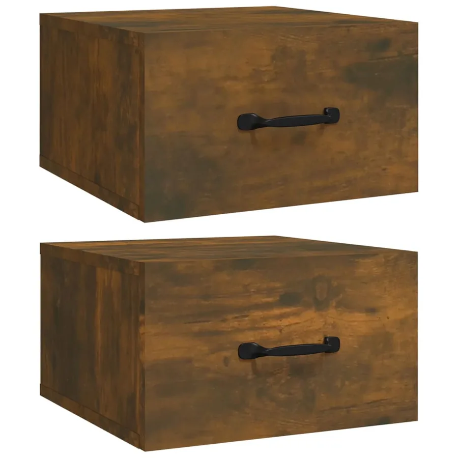 Tables de chevet murales 2 pcs Chêne fumé 35x35x20 cm - 2