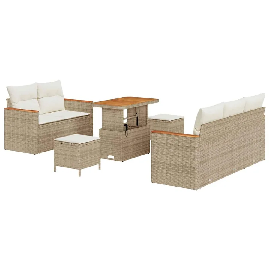 Ensemble de canapé de jardin 10 pcs Beige et crème polyrotin - 2