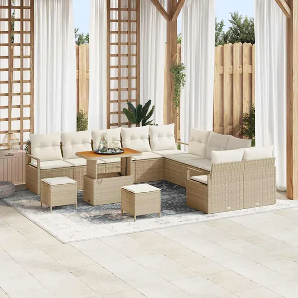 Ensemble de canapé de jardin avec coussin 13 pcs Beige et crème