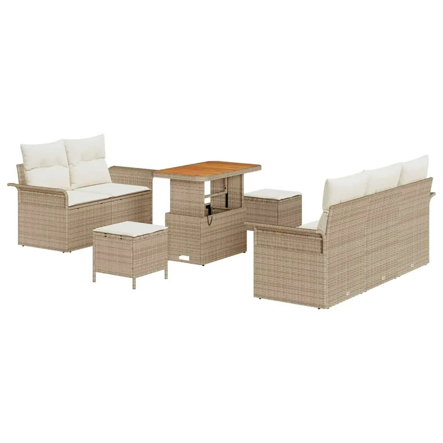 Ensemble de canapé de jardin avec coussin 8 pcs Beige et crème - 2
