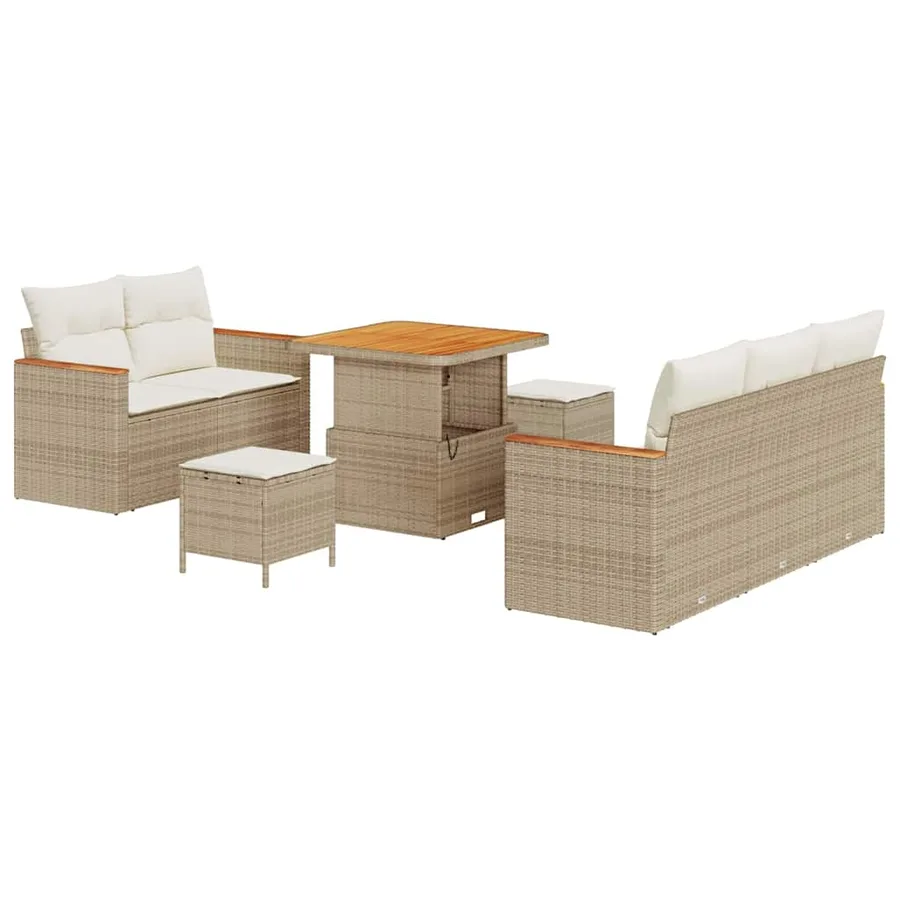 Ensemble de canapé de jardin 10 pcs Beige et crème polyrotin - 2