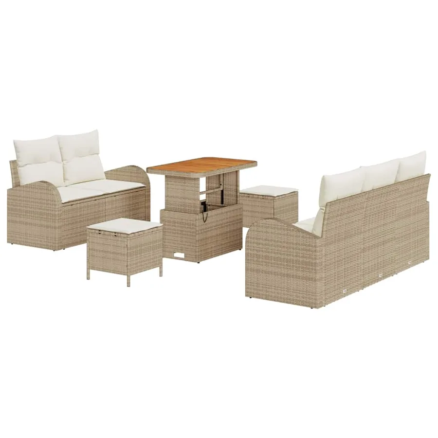 Ensemble de canapé de jardin avec coussin 8 pcs Beige et crème - 2