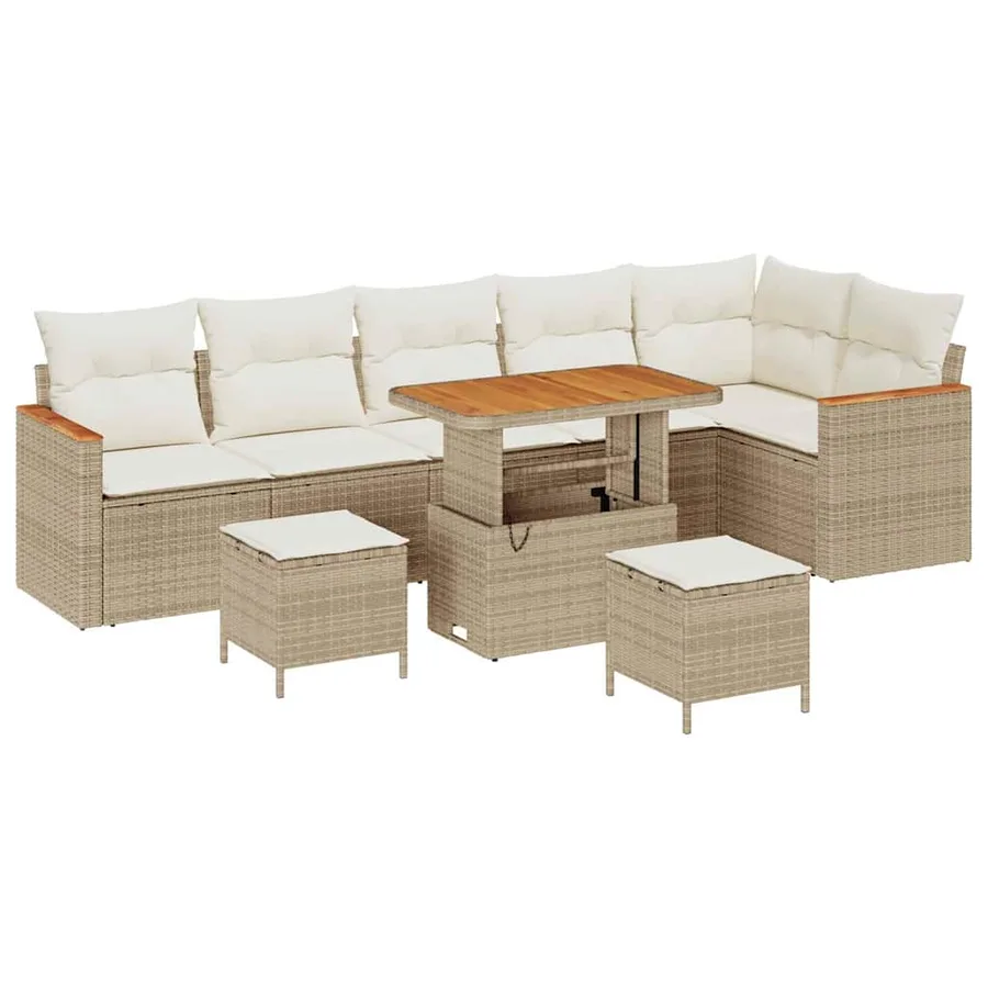 Ensemble de canapé de jardin avec coussin Beige Poly rotin - 2