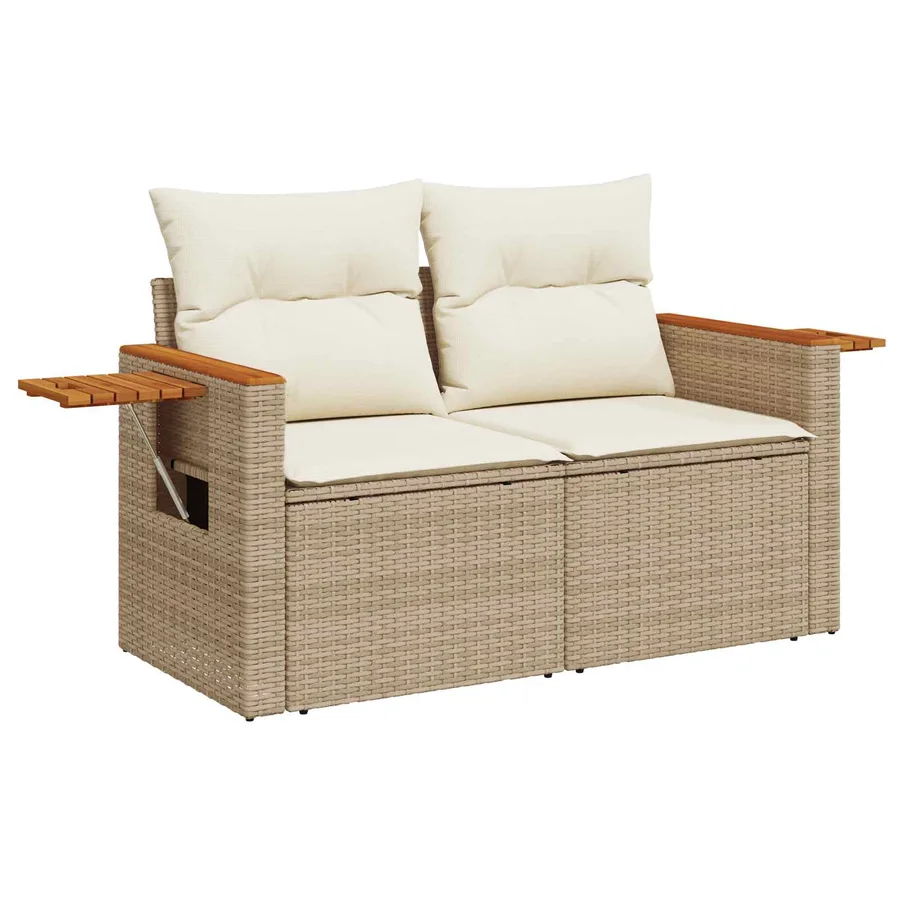 Ensemble de canapé de jardin 9 pcs Beige polyrotin - 6