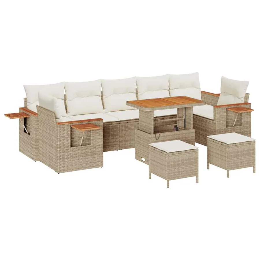 Ensemble de canapé de jardin 13 pcs Beige et crème polyrotin - 2