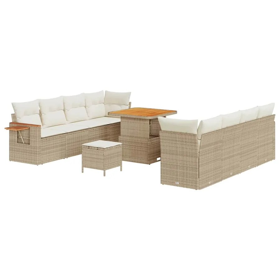 Ensemble de canapé de jardin 12 pcs Beige et crème polyrotin - 2